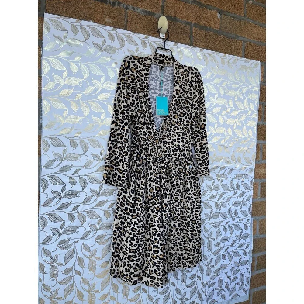 Posh Peanut Leopard Print Bamboo Robe | Mob Wife Aesthetic Loungewear Small